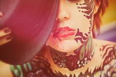 Tatoo Bodypainting Red Lips Rote Lippen