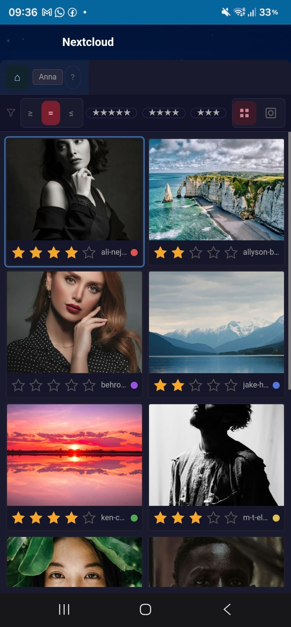Guest-Ansicht auf dem Smartphone: das Model wählt ihre Favoriten aus